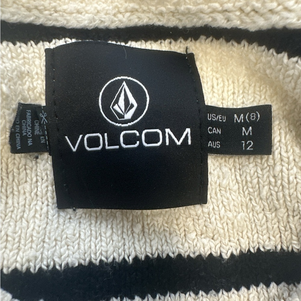 Volcom So Far So Good Black and Cream Striped Long Sleeve Sweater Dress - Picture 7 of 9